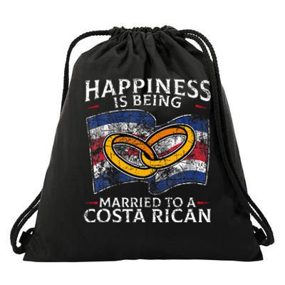 Costa Rica Marriage Costa Rican Heritage Married Flag Drawstring Bag