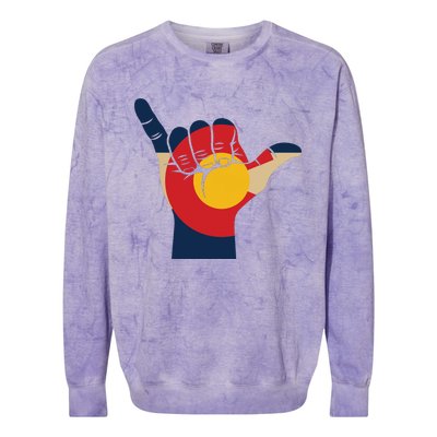 Colorado Rocky Mountain Shirts Shaka Sign Flag Of Colorado Colorblast Crewneck Sweatshirt