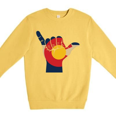 Colorado Rocky Mountain Shirts Shaka Sign Flag Of Colorado Premium Crewneck Sweatshirt