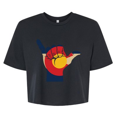 Colorado Rocky Mountain Shirts Shaka Sign Flag Of Colorado Bella+Canvas Jersey Crop Tee