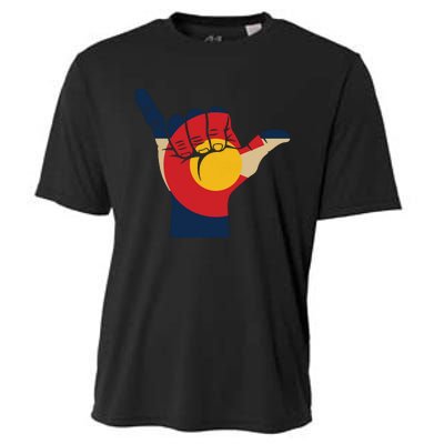 Colorado Rocky Mountain Shirts Shaka Sign Flag Of Colorado Cooling Performance Crew T-Shirt