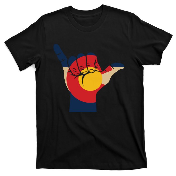 Colorado Rocky Mountain Shirts Shaka Sign Flag Of Colorado T-Shirt