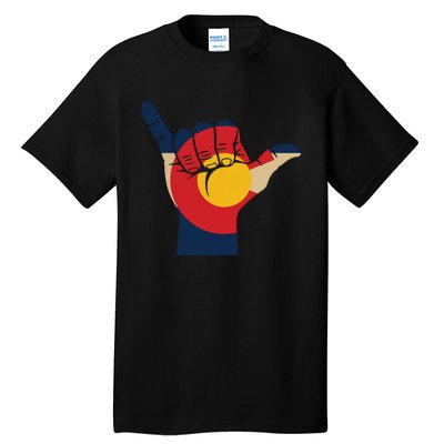 Colorado Rocky Mountain Shirts Shaka Sign Flag Of Colorado Tall T-Shirt