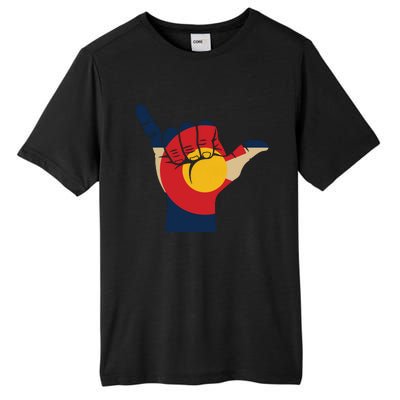 Colorado Rocky Mountain Shirts Shaka Sign Flag Of Colorado Tall Fusion ChromaSoft Performance T-Shirt