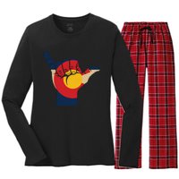 Colorado Rocky Mountain Shirts Shaka Sign Flag Of Colorado Women's Long Sleeve Flannel Pajama Set 