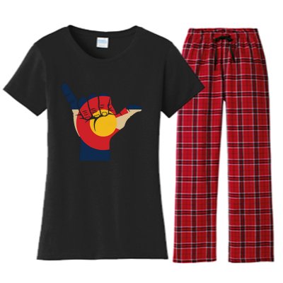 Colorado Rocky Mountain Shirts Shaka Sign Flag Of Colorado Women's Flannel Pajama Set