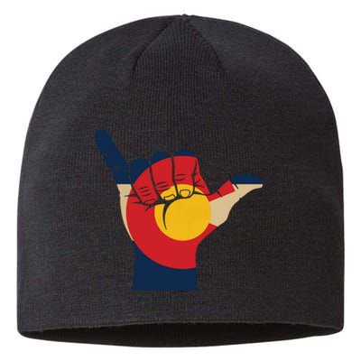 Colorado Rocky Mountain Shirts Shaka Sign Flag Of Colorado Sustainable Beanie