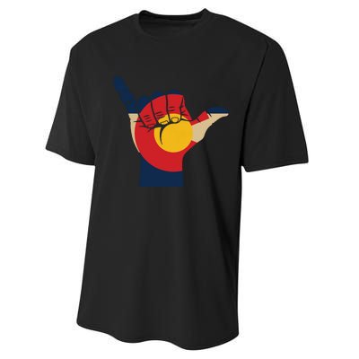 Colorado Rocky Mountain Shirts Shaka Sign Flag Of Colorado Performance Sprint T-Shirt