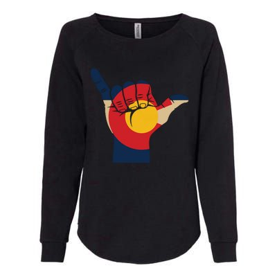 Colorado Rocky Mountain Shirts Shaka Sign Flag Of Colorado Womens California Wash Sweatshirt