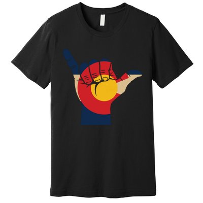 Colorado Rocky Mountain Shirts Shaka Sign Flag Of Colorado Premium T-Shirt