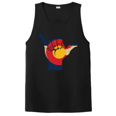 Colorado Rocky Mountain Shirts Shaka Sign Flag Of Colorado PosiCharge Competitor Tank