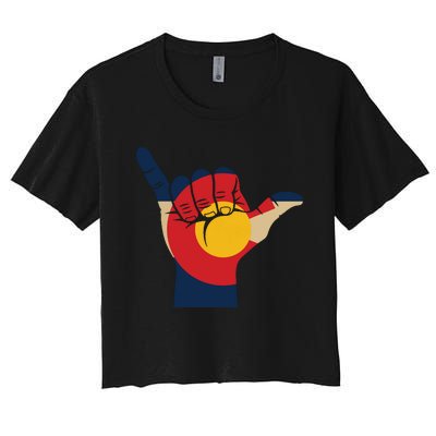 Colorado Rocky Mountain Shirts Shaka Sign Flag Of Colorado Women's Crop Top Tee