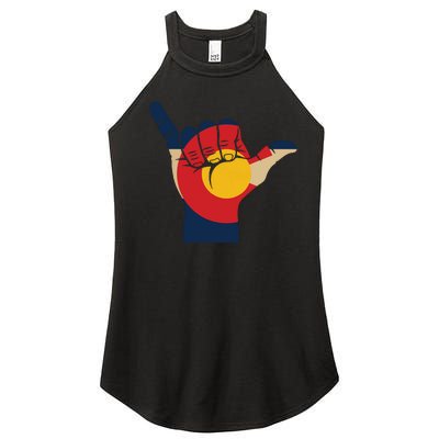 Colorado Rocky Mountain Shirts Shaka Sign Flag Of Colorado Women’s Perfect Tri Rocker Tank