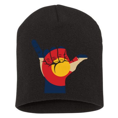 Colorado Rocky Mountain Shirts Shaka Sign Flag Of Colorado Short Acrylic Beanie