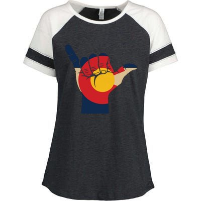 Colorado Rocky Mountain Shirts Shaka Sign Flag Of Colorado Enza Ladies Jersey Colorblock Tee