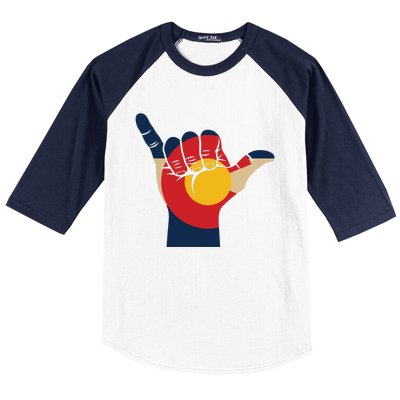 Colorado Rocky Mountain Shirts Shaka Sign Flag Of Colorado Baseball Sleeve Shirt