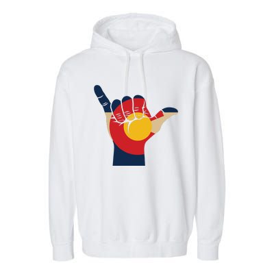 Colorado Rocky Mountain Shirts Shaka Sign Flag Of Colorado Garment-Dyed Fleece Hoodie