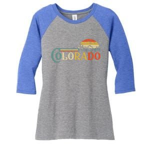 Colorado Rocky Mountain Sun Boulder Hiking Women's Tri-Blend 3/4-Sleeve Raglan Shirt