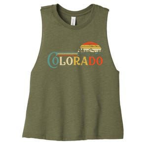 Colorado Rocky Mountain Sun Boulder Hiking Women's Racerback Cropped Tank