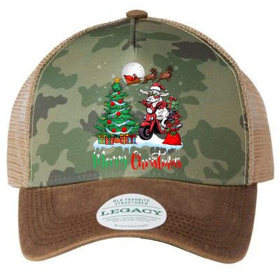 Cow Riding Motorcycle Santa Hat Xmas Merry Christmas Cow Gift Legacy Tie Dye Trucker Hat