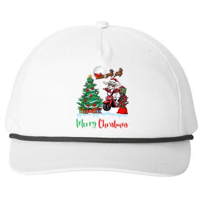 Cow Riding Motorcycle Santa Hat Xmas Merry Christmas Cow Gift Snapback Five-Panel Rope Hat