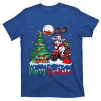 Cow Riding Motorcycle Santa Hat Xmas Merry Christmas Cow Gift T-Shirt