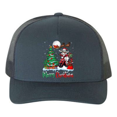 Cow Riding Motorcycle Santa Hat Xmas Merry Christmas Cow Gift Yupoong Adult 5-Panel Trucker Hat