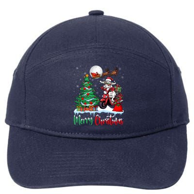 Cow Riding Motorcycle Santa Hat Xmas Merry Christmas Cow Gift 7-Panel Snapback Hat