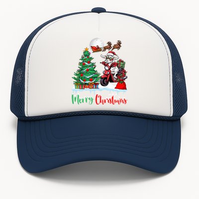 Cow Riding Motorcycle Santa Hat Xmas Merry Christmas Cow Gift Trucker Hat