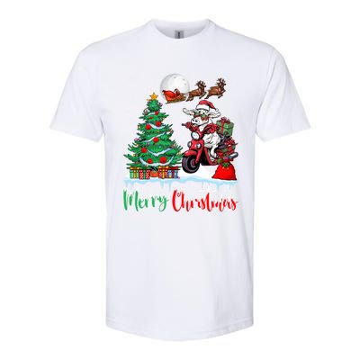 Cow Riding Motorcycle Santa Hat Xmas Merry Christmas Cow Gift Softstyle® CVC T-Shirt