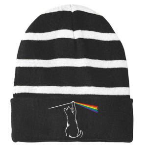 Cat Rock Music Band Concert Striped Beanie with Solid Band