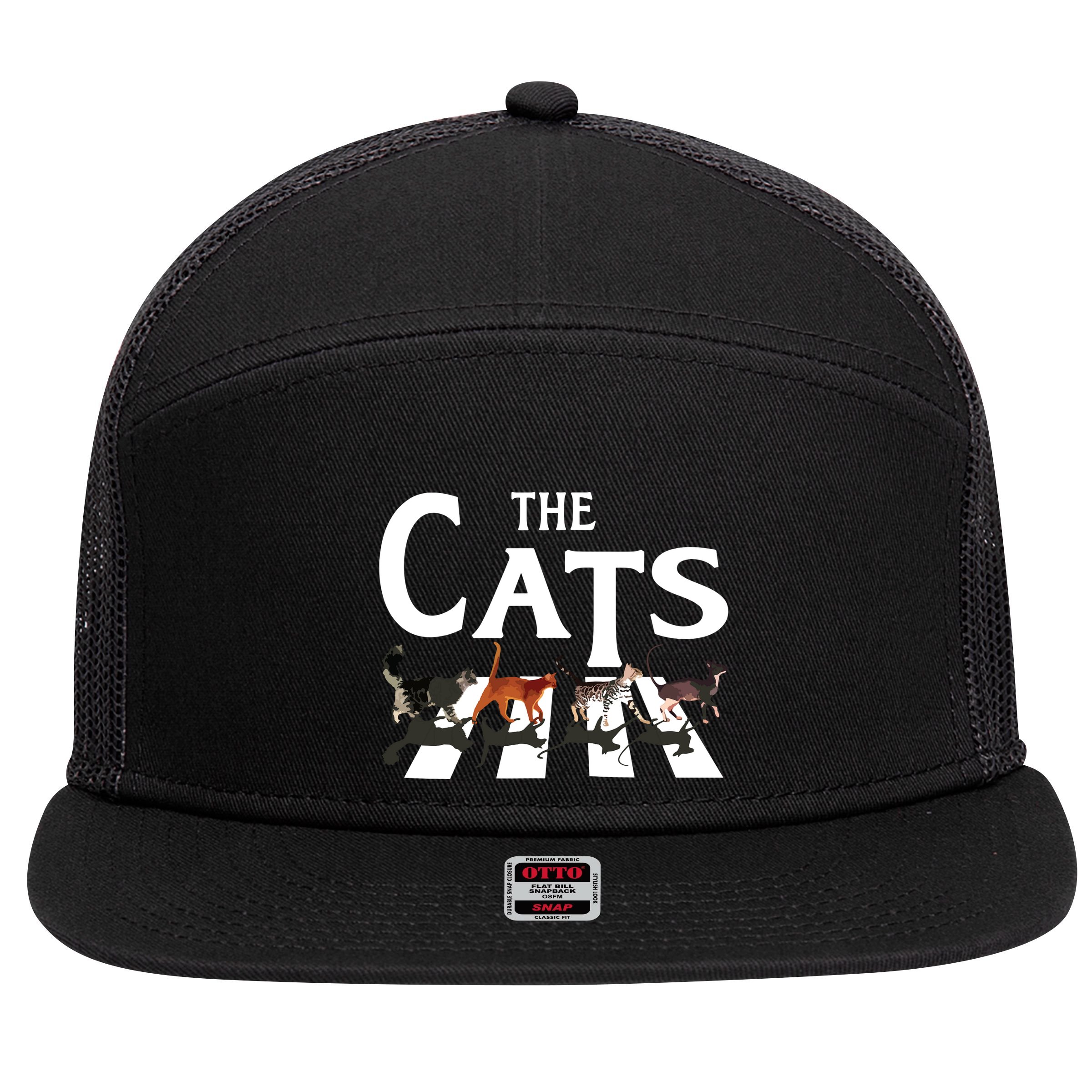 Cat Rock Music Funny Cat Lover Gifts 7 Panel Mesh Trucker Snapback Hat