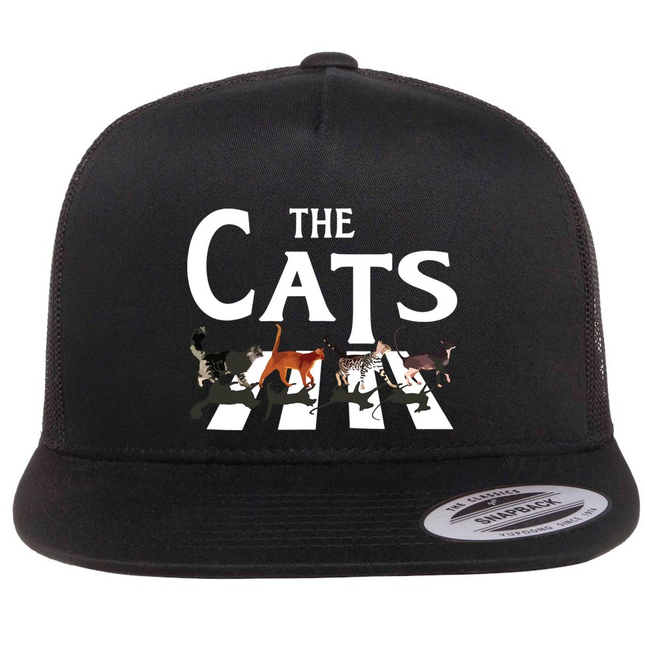 Cat Rock Music Funny Cat Lover Gifts Flat Bill Trucker Hat