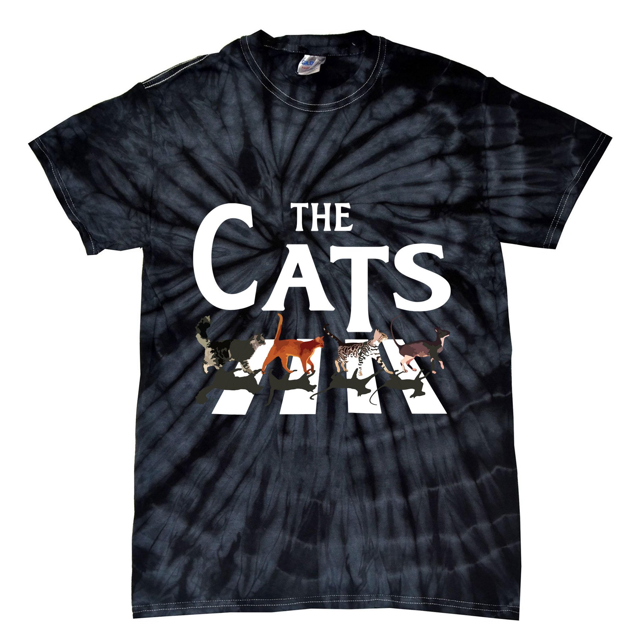 Cat Rock Music Funny Cat Lover Gifts Tie-Dye T-Shirt