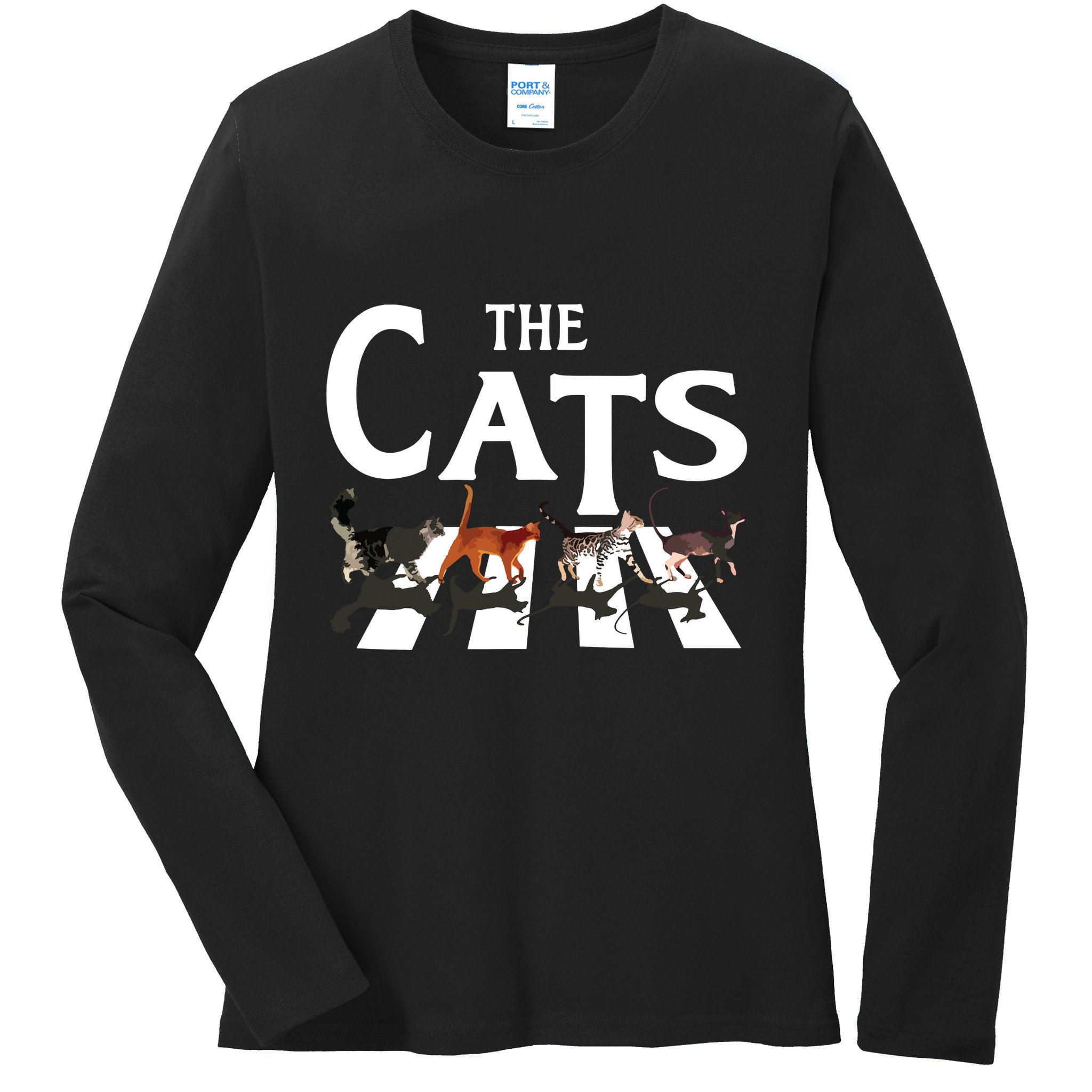 Cat Rock Music Funny Cat Lover Gifts Ladies Long Sleeve Shirt