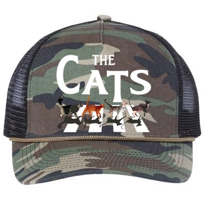 Cat Rock Music Funny Cat Lover Gifts Retro Rope Trucker Hat Cap