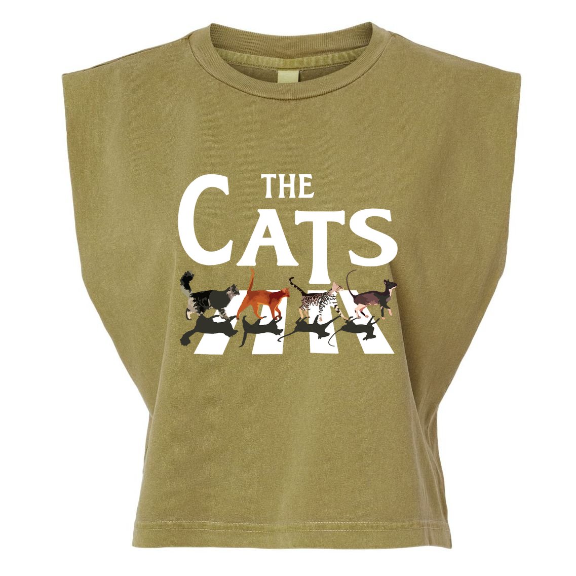 Cat Rock Music Funny Cat Lover Gifts Garment-Dyed Women's Muscle Tee