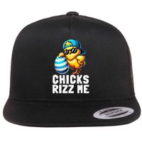 Chicks Rizz Me Meme Funny Easter Egg Rizz Up Bruh Flat Bill Trucker Hat