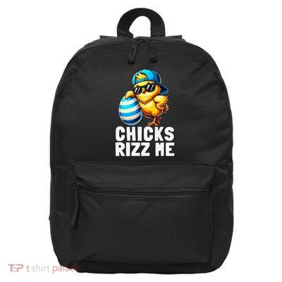 Chicks Rizz Me Meme Funny Easter Egg Rizz Up Bruh 16 in Basic Backpack