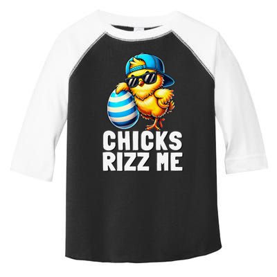 Chicks Rizz Me Meme Funny Easter Egg Rizz Up Bruh Toddler Fine Jersey T-Shirt