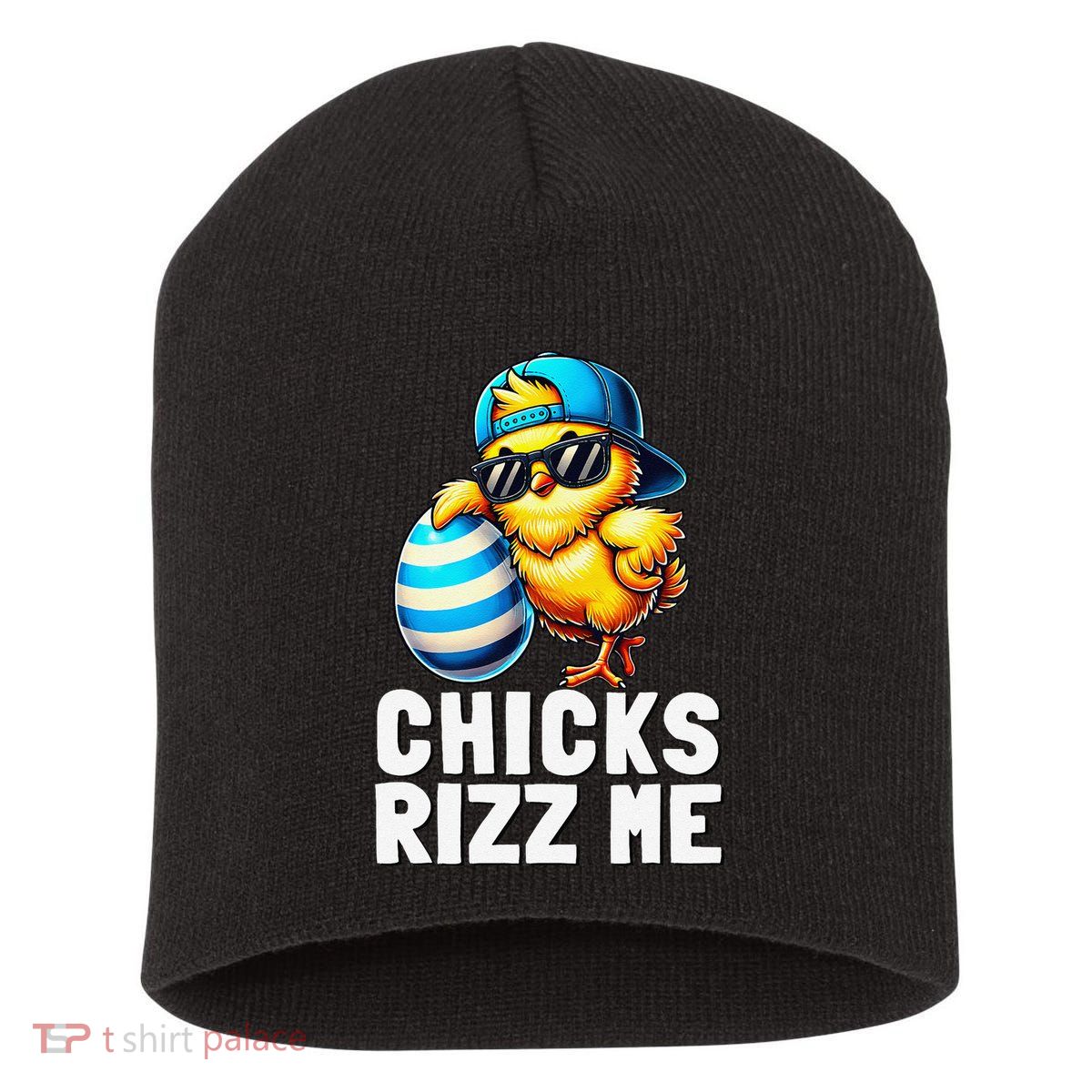 Chicks Rizz Me Meme Funny Easter Egg Rizz Up Bruh Short Acrylic Beanie