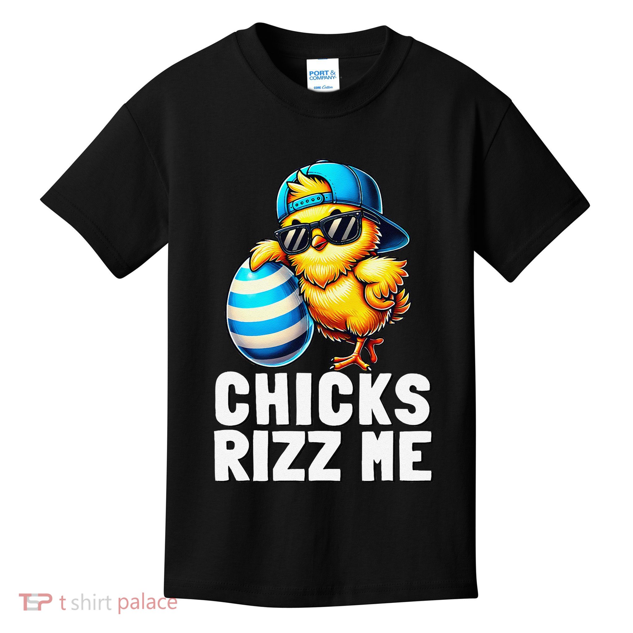 Chicks Rizz Me Meme Funny Easter Egg Rizz Up Bruh Kids T-Shirt