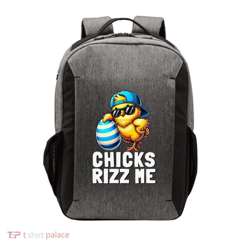 Chicks Rizz Me Meme Funny Easter Egg Rizz Up Bruh Vector Backpack