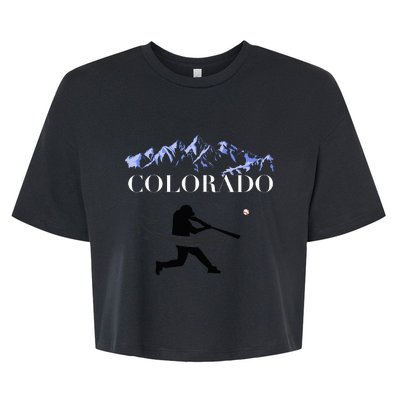 Colorado Rocky Mountain Baseball Player Design Bella+Canvas Jersey Crop Tee