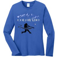 Colorado Rocky Mountain Baseball Player Design Ladies Long Sleeve Shirt