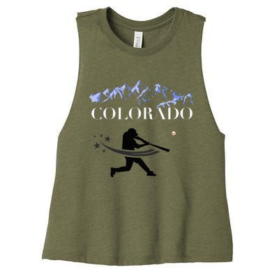 Colorado Rocky Mountain Baseball Player Design Women's Racerback Cropped Tank