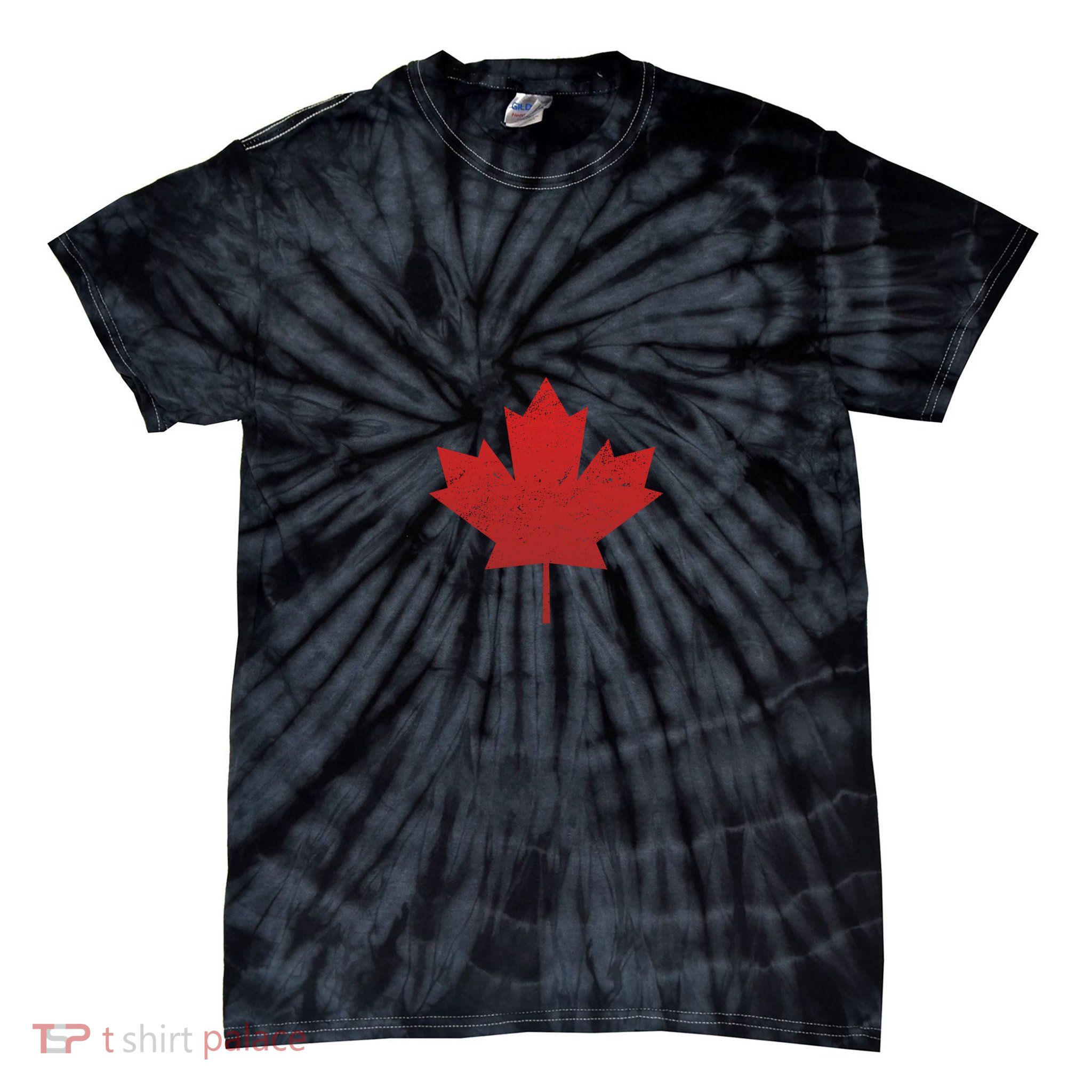 Canadian Red Maple Leaf Symbol Tie-Dye T-Shirt