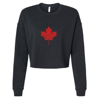 Canadian Red Maple Leaf Symbol Cropped Pullover Crew