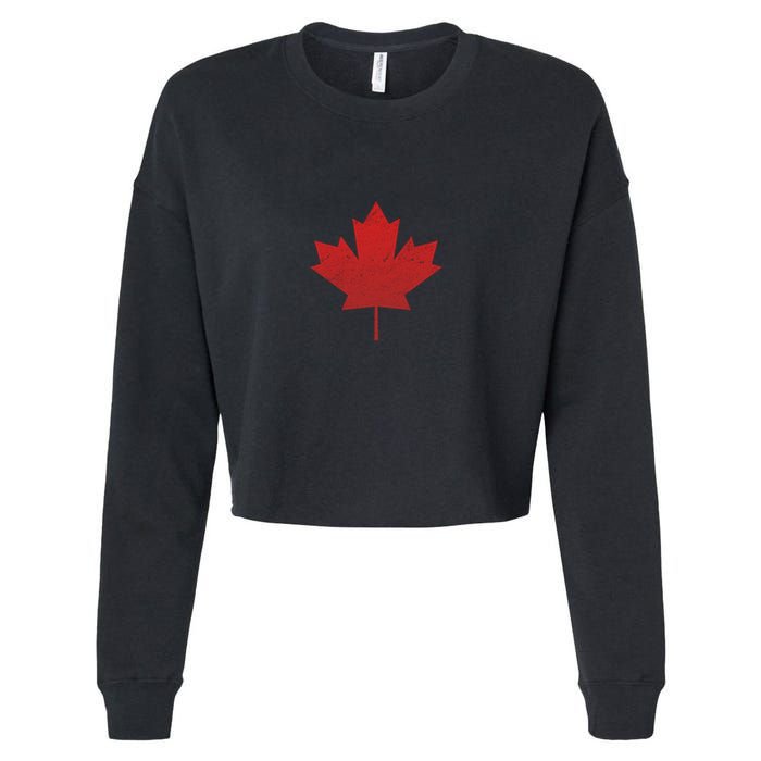 Canadian Red Maple Leaf Symbol Cropped Pullover Crew