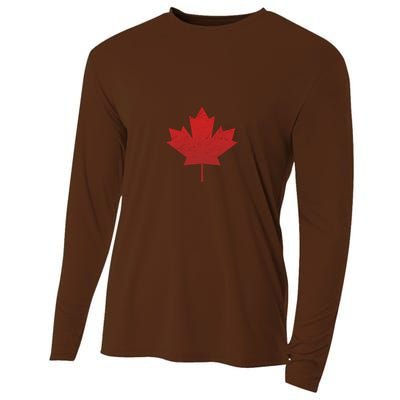 Canadian Red Maple Leaf Symbol Cooling Performance Long Sleeve Crew